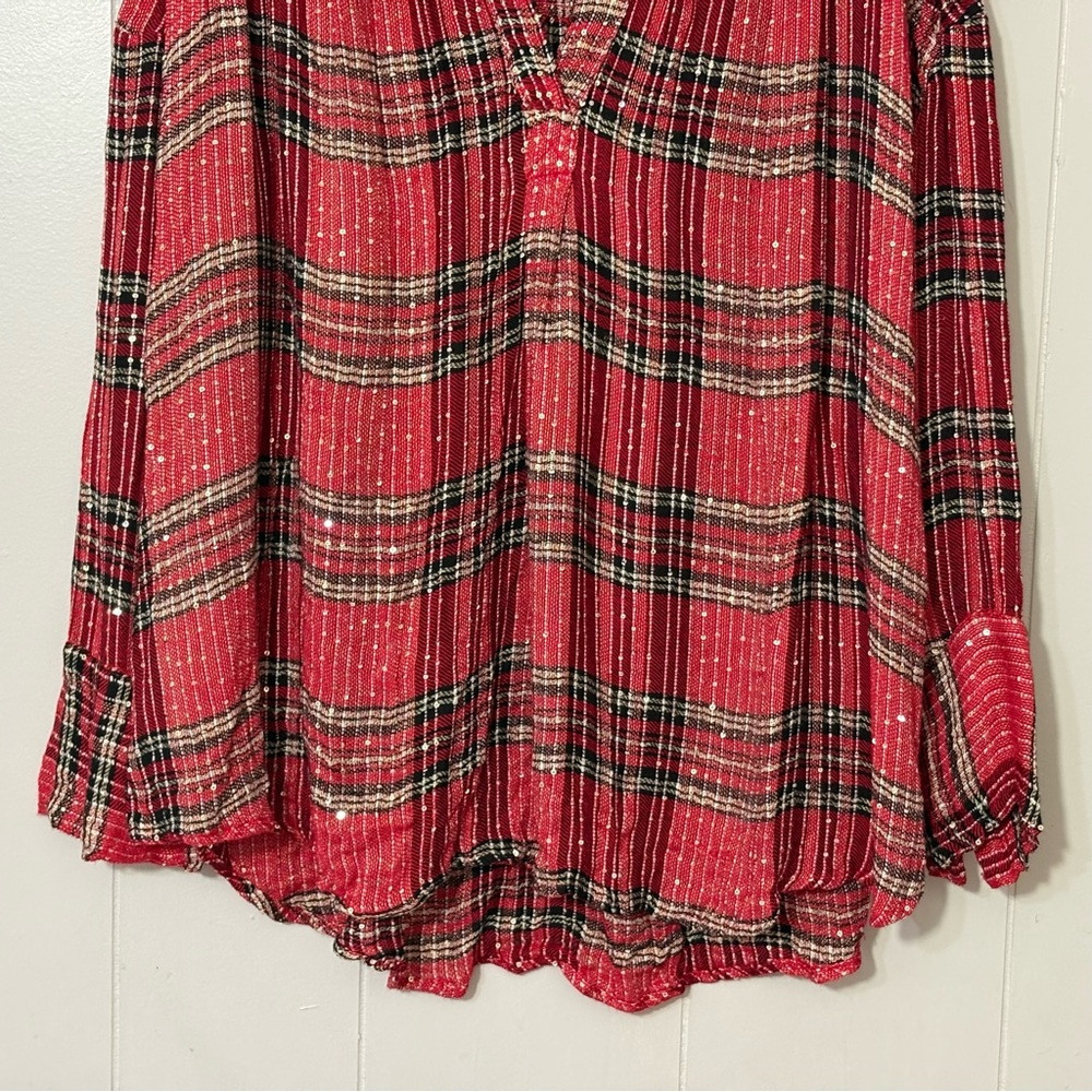 Free People Fearless Love Red Bell Sleeve Tunic Top Size XS Boho - Picture 6 of 13
